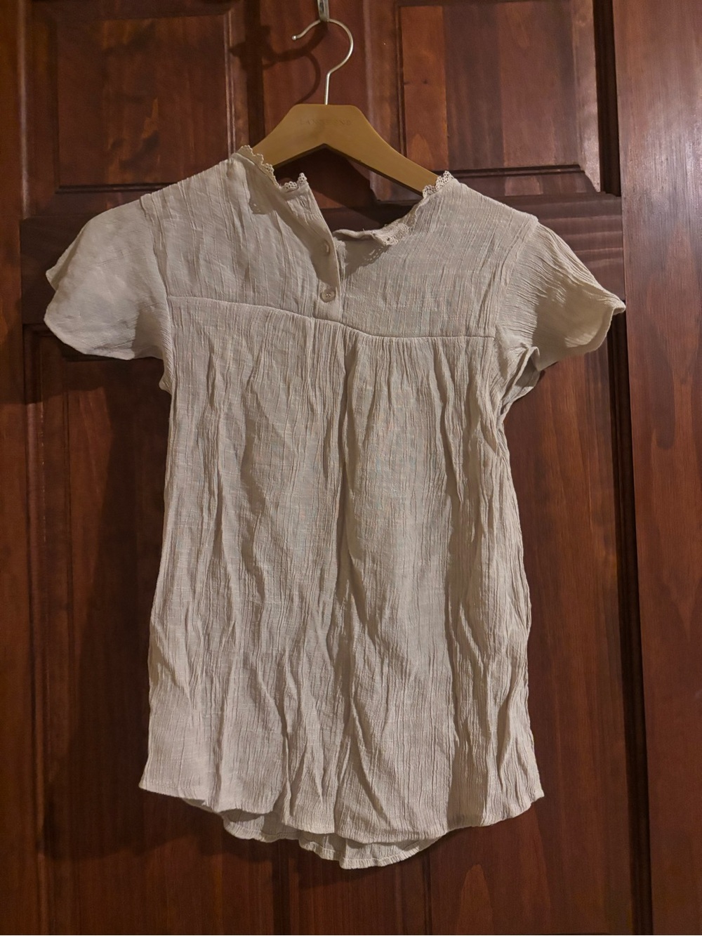 mine Cream Short Sleeve Top with Crochet Trim - Picture 2 of 2